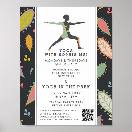Trendy Modern Boho Yoga Class Advertising Poster