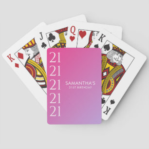 Trendy Modern Bold Pink Gradient 21st Birthday Poker Cards