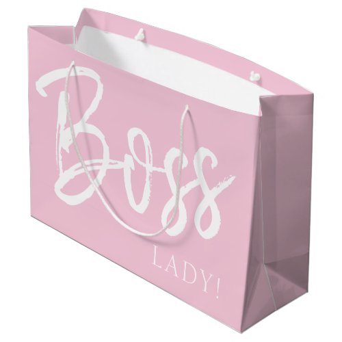 Trendy modern boss lady quote script blush pink large gift bag
