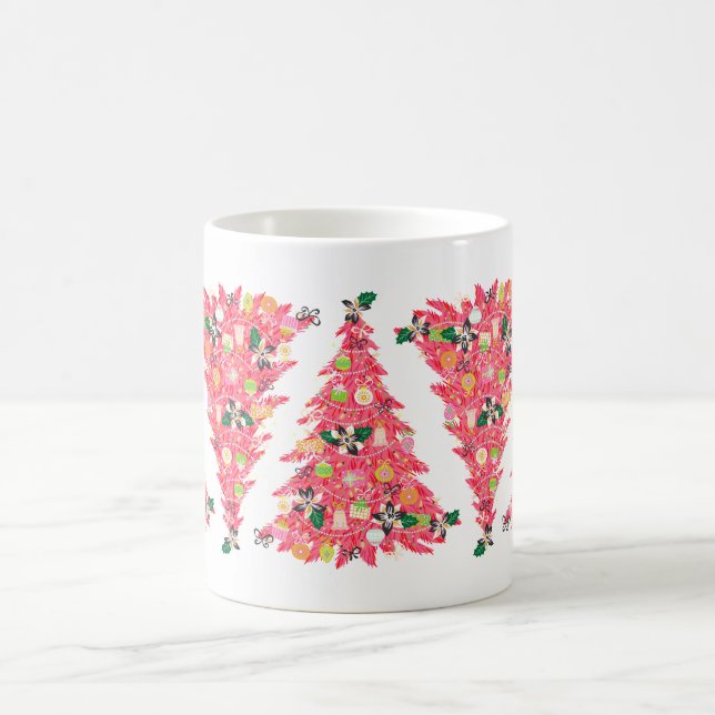 trendy modern bright color festive christmas tree coffee mug (Center)
