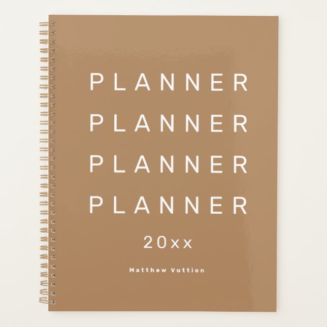 Trendy Modern Brown Weekly Dated Planner (Front)