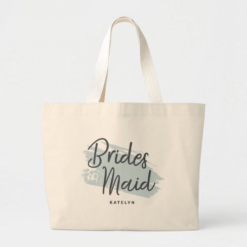 Trendy Modern Brush Stroke Monogram Bridesmaid Large Tote Bag
