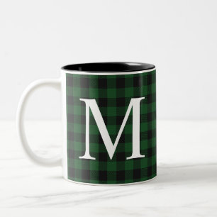 Trendy Modern Buffalo Plaid Monogrammed Mug 