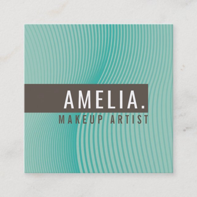 TRENDY MODERN BUSINESS curved lines mint jade Square Business Card (Front)