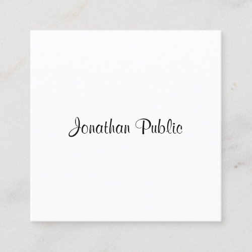 Trendy Modern Calligraphy Script Name Template Square Business Card