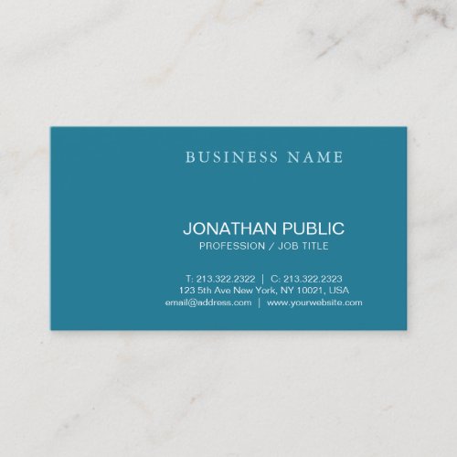 Trendy Modern Calligraphy Script Turquoise Plain Business Card