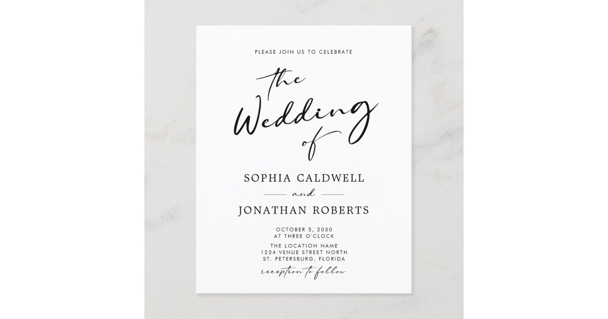 Trendy Modern Calligraphy Wedding Invitation | Zazzle