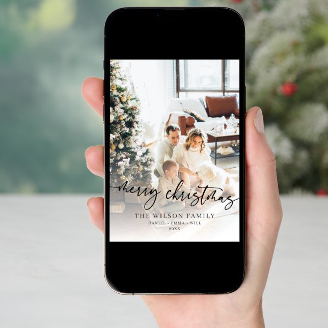 Trendy Modern Casual Photo Christmas Holiday Card (Front Digital)