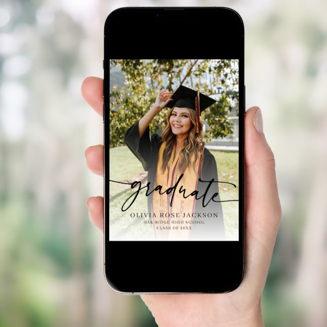 Trendy Modern Casual Photo Graduation Announcement (Front Digital)