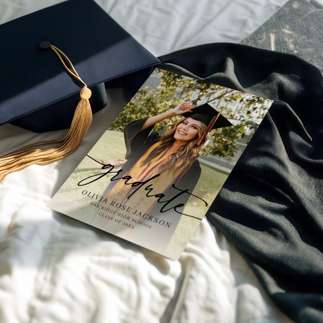 Trendy Modern Casual Photo Graduation Announcement | Zazzle