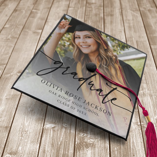 Trendy Modern Casual Photo Graduation Cap Topper (Creator Uploaded)