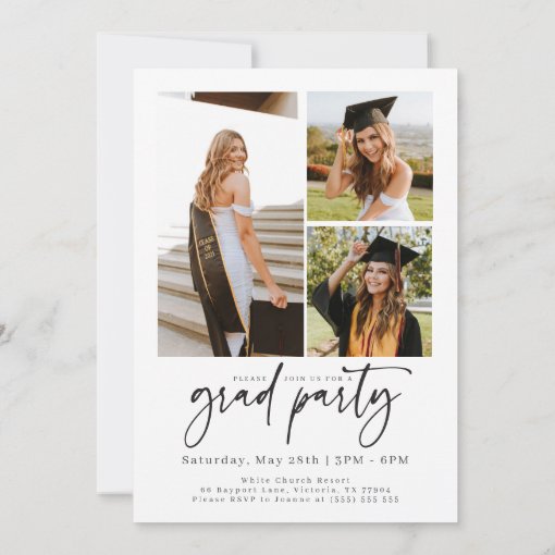 Trendy Modern Casual Photo Graduation Invitation | Zazzle