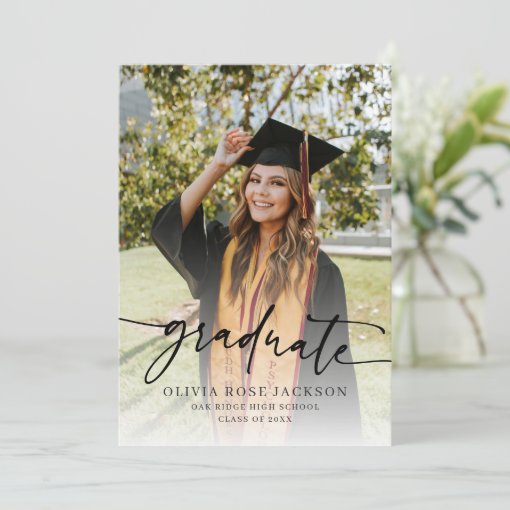 Trendy Modern Casual Photo Graduation Invitation | Zazzle