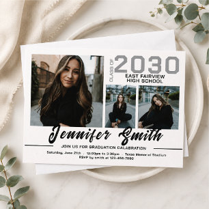 Trendy Modern Casual Photo Graduation Invitation