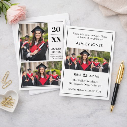 Trendy Modern Casual Photo Graduation Invitation