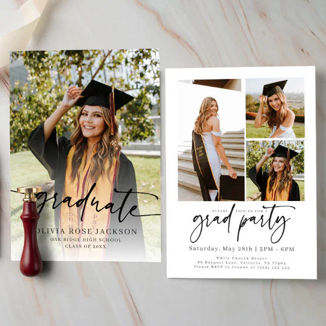 Trendy Modern Casual Photo Graduation Invitation | Zazzle