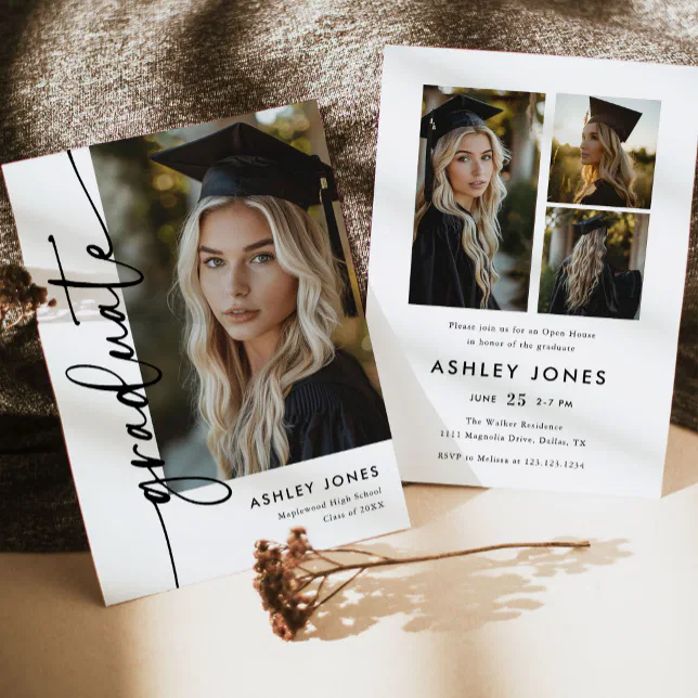 Trendy Modern Casual Photo Graduation Invitation | Zazzle