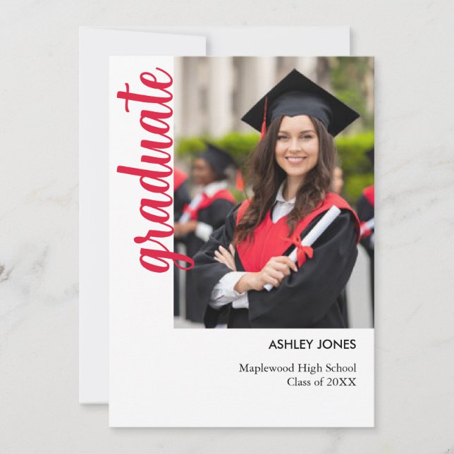 Trendy Modern Casual Photo Graduation Invitation (Front)