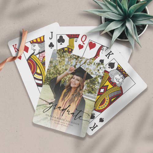 Trendy Modern Casual Photo Graduation Poker Cards