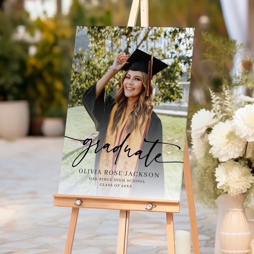 Trendy Modern Casual Photo Graduation Welcome Sign