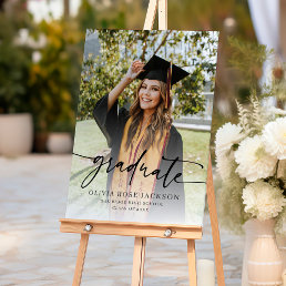 Trendy Modern Casual Photo Graduation Welcome Sign
