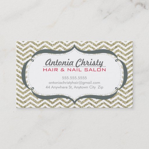 Customizable TRENDY modern chevron pattern faux gold glitter Business Card