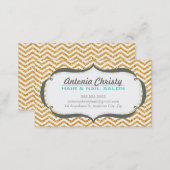 TRENDY modern chevron pattern faux gold glitter Business Card (Front/Back)