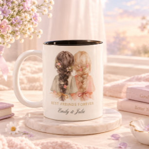 Trendy Modern Chic Best Friends BFF Custom Photo Two-Tone Coffee Mug