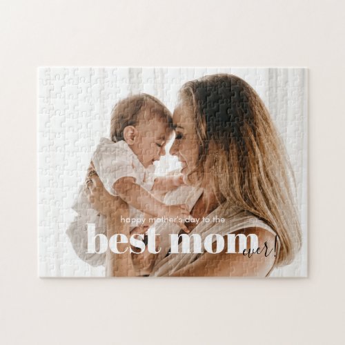 Trendy Modern Chic Best Mom Ever Photo Jigsaw Puzzle