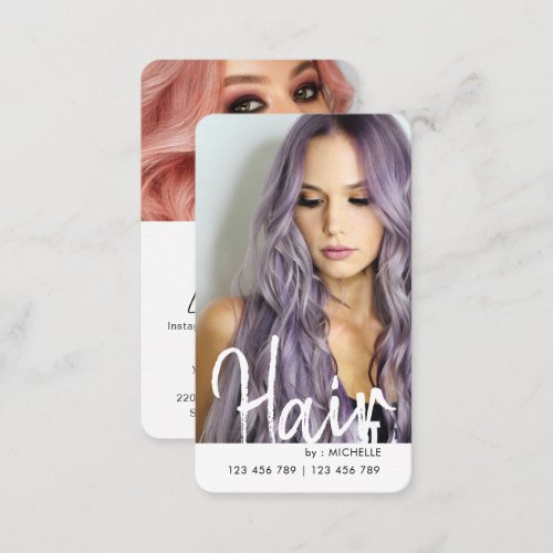 Trendy Modern chic Hair Stylish QR code photo Business Card
