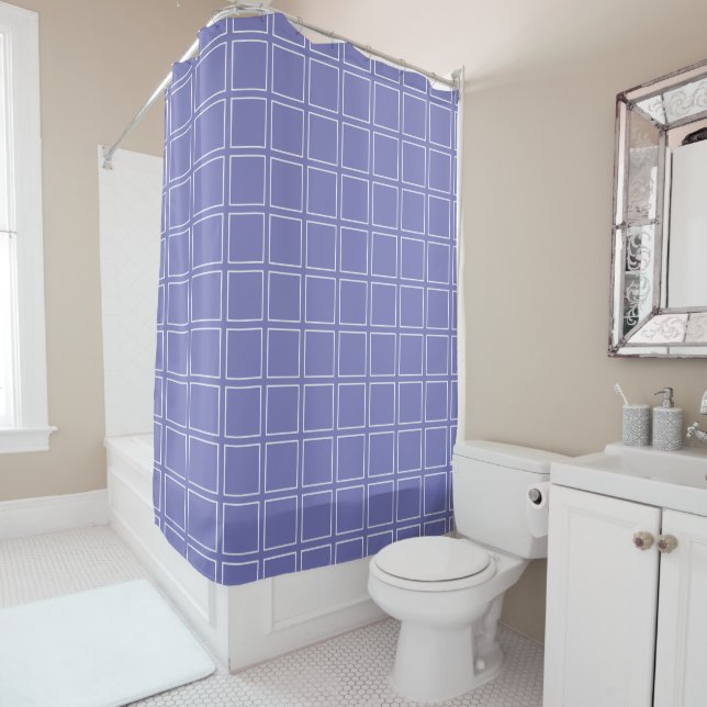 Trendy Modern Chic Lilac and White Shower Curtain (In Situ)