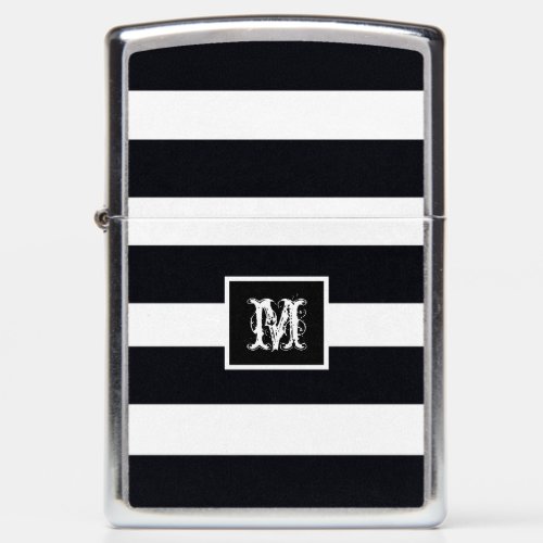 Trendy Modern Chic Monogram Initial Black White Zippo Lighter