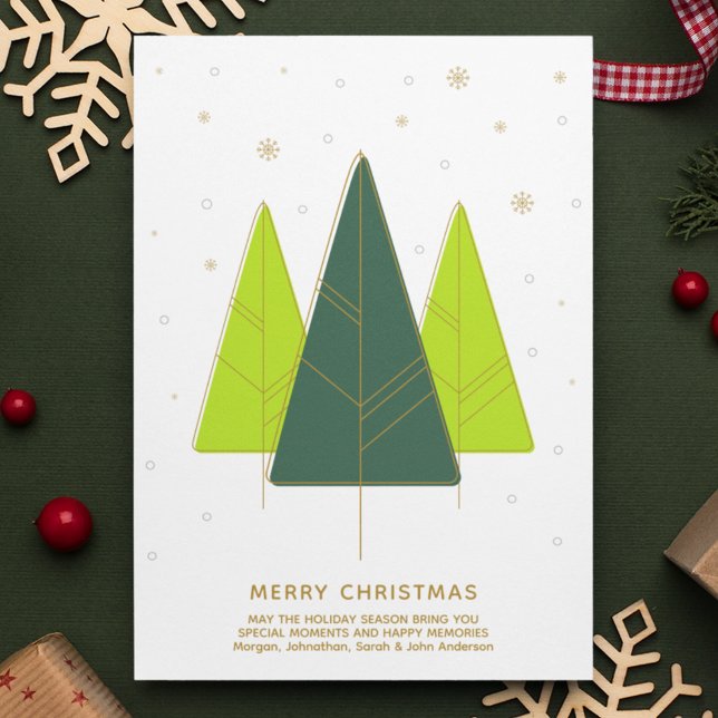 Trendy Modern Christmas Tree Green Holiday Card (Creator Uploaded)