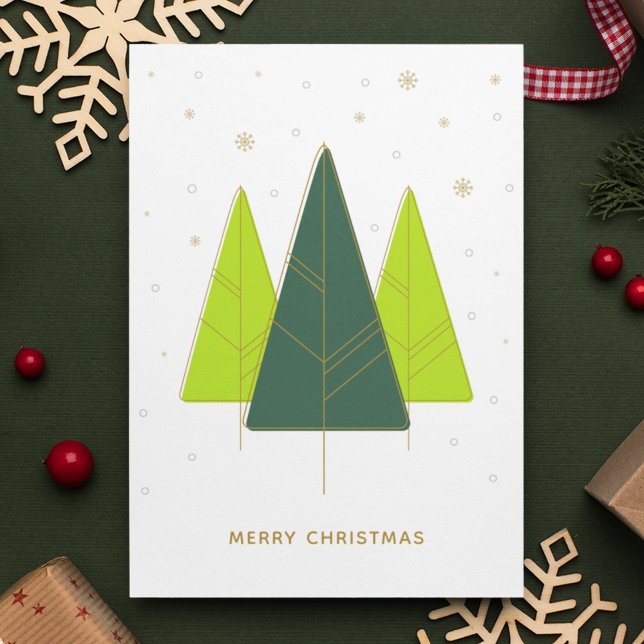 Trendy Modern Christmas Tree Green Holiday Card (Creator Uploaded)
