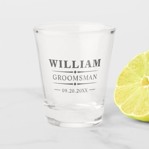 Trendy Modern Classic Personalized Groomsmen Gift Shot Glass