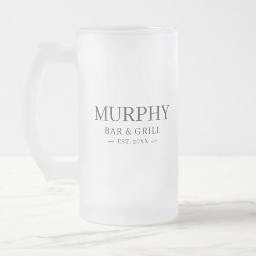 Trendy Modern Classic Personalized Home Bar Gift Frosted Glass Beer Mug