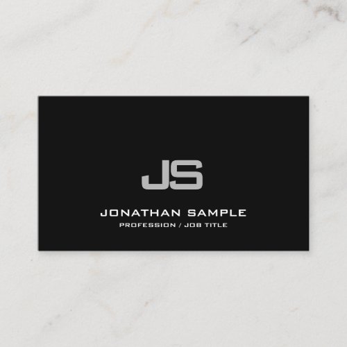 Trendy Modern Clean Elegant Monogrammed Plain Business Card