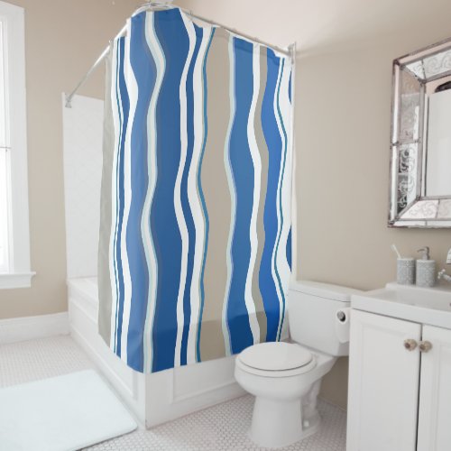 Trendy Modern Coastal Blue and White Boho Chic Shower Curtain