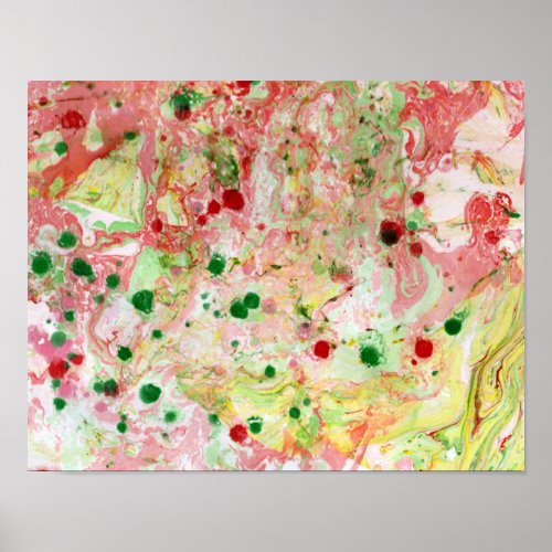 Trendy Modern Colorful Abstract Art Green Pink Red Poster