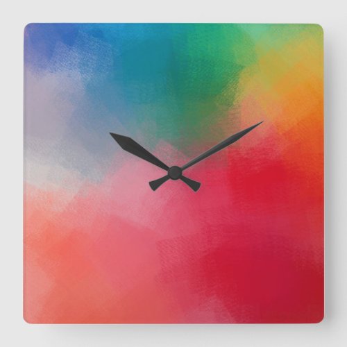 Trendy Modern Colorful Abstract Elegant Template Square Wall Clock