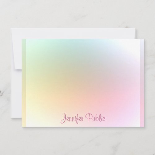 Trendy Modern Colorful Calligraphed Script Text Note Card