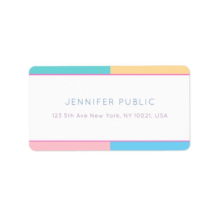 Trendy Modern Colorful Design Template Address Label Zazzle