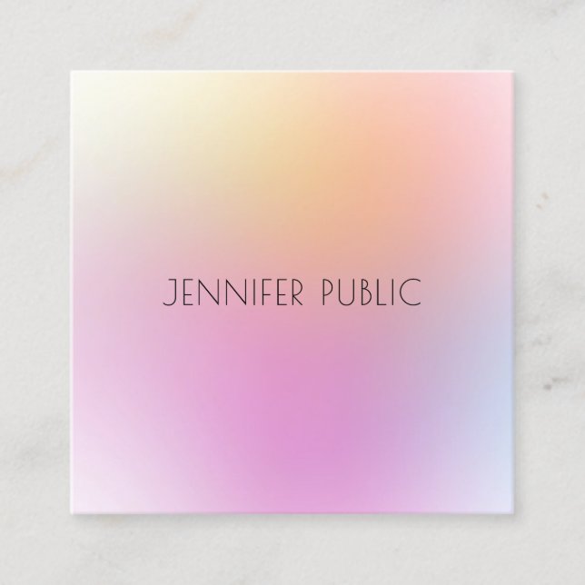 Trendy Modern Colorful Design Template Elegant Square Business Card (Front)