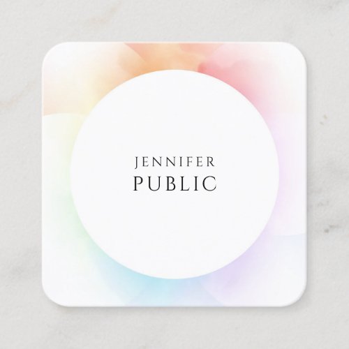Trendy Modern Colorful Elegant Minimalist Template Square Business Card