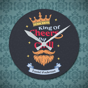 Trendy Modern Colorful Funny King Quote Typography Round Clock