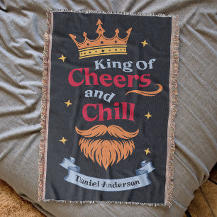 Trendy Modern Colorful Funny King Quote Typography Throw Blanket