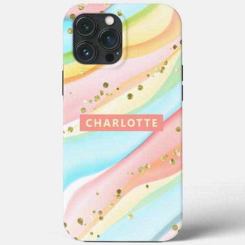 Trendy Modern Colorful Girly Personalized Name iPhone 13 Pro Max Case