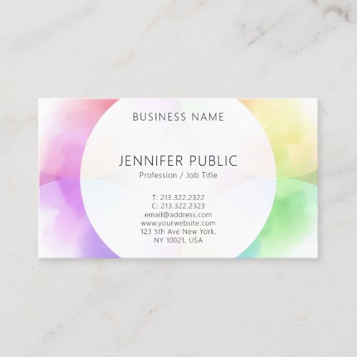 Trendy Modern Colorful Minimalistic Elegant Design Business Card