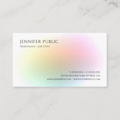 Trendy Modern Colorful Professional Elegant Business Card