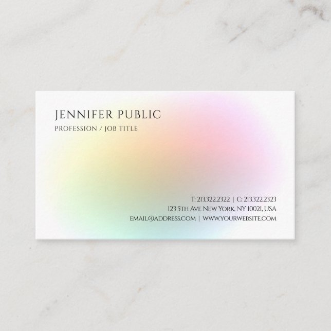 Trendy Modern Colorful Professional Elegant Business Card (Front)